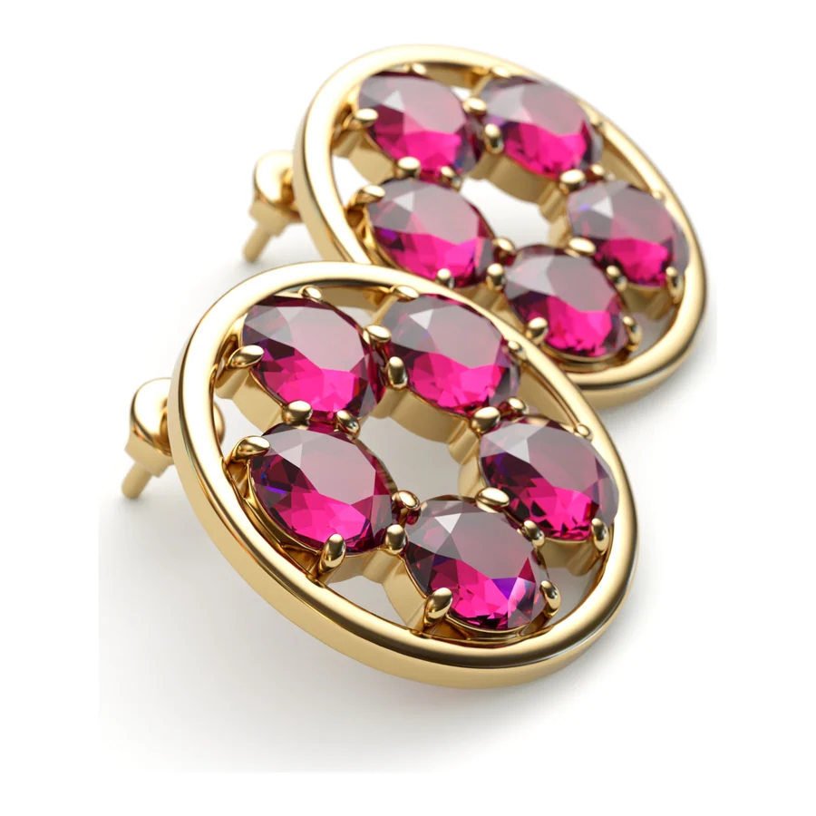 Garnet Ellipse — cluster earrings