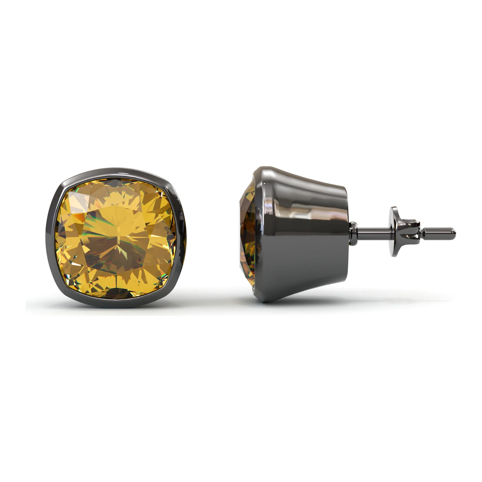 Citrine Noir Studs — view 1