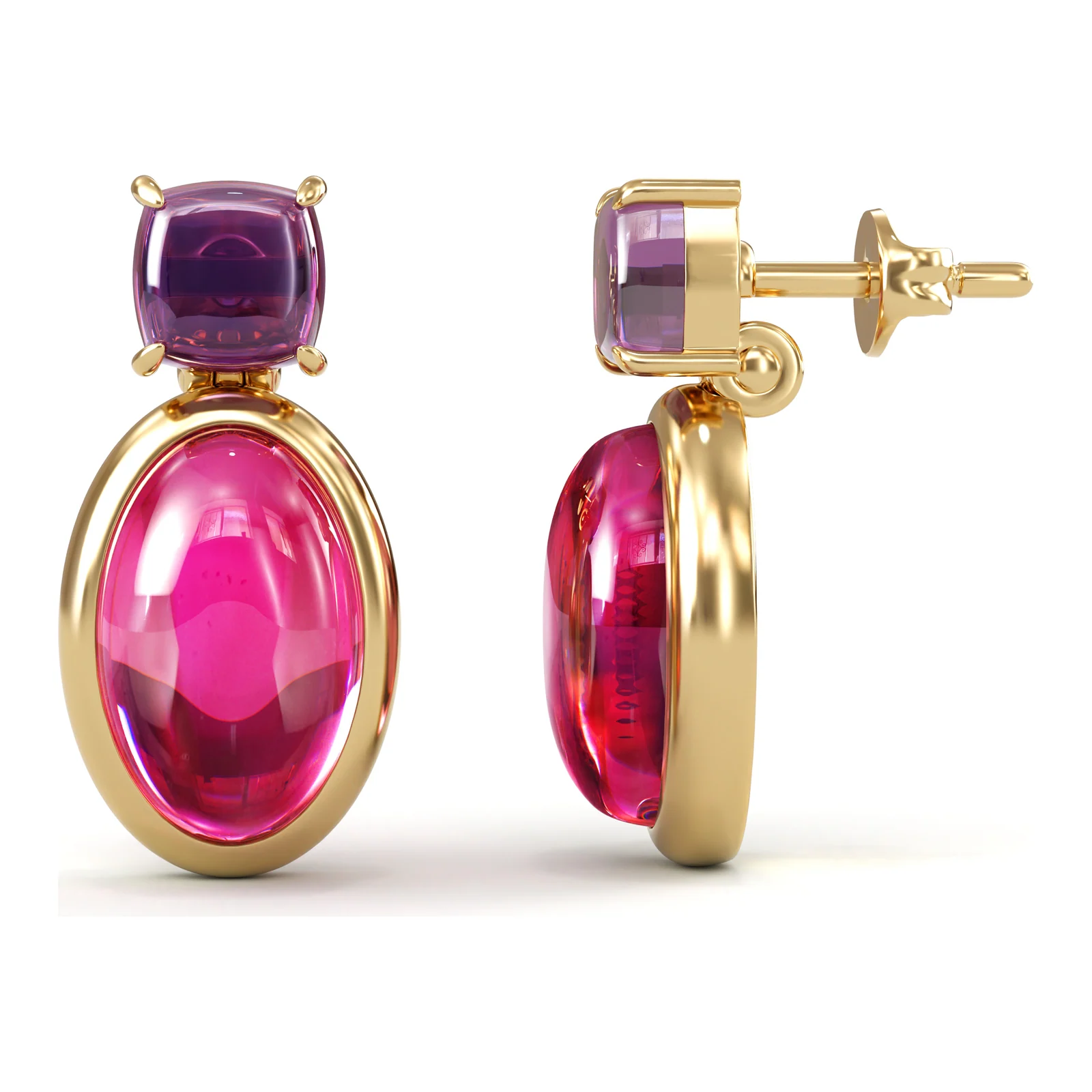 Rubellite Cabochon Drops — view 1