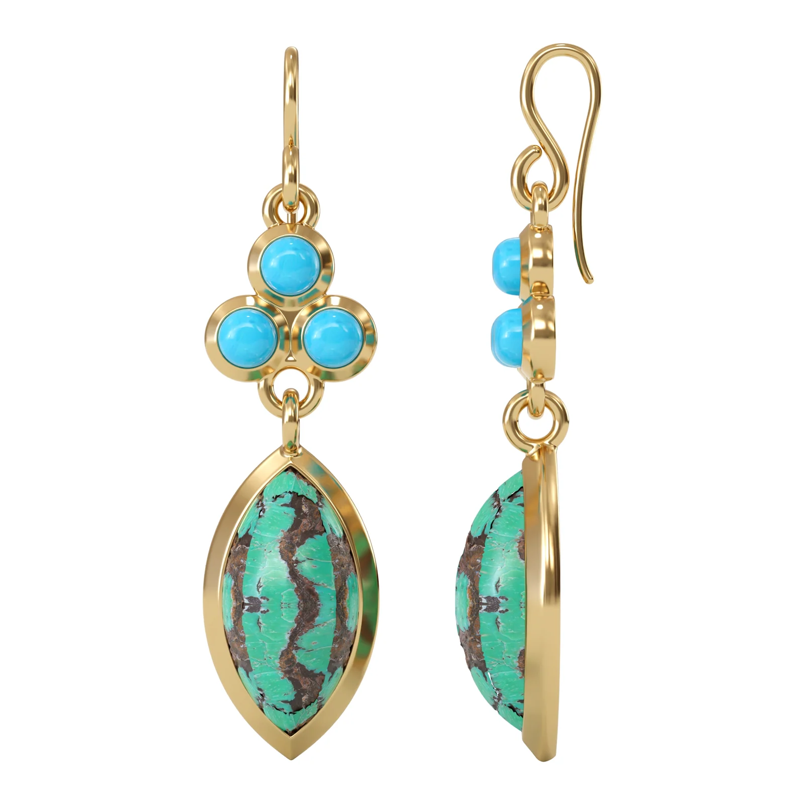 Turquoise Marquise Drops — view 1