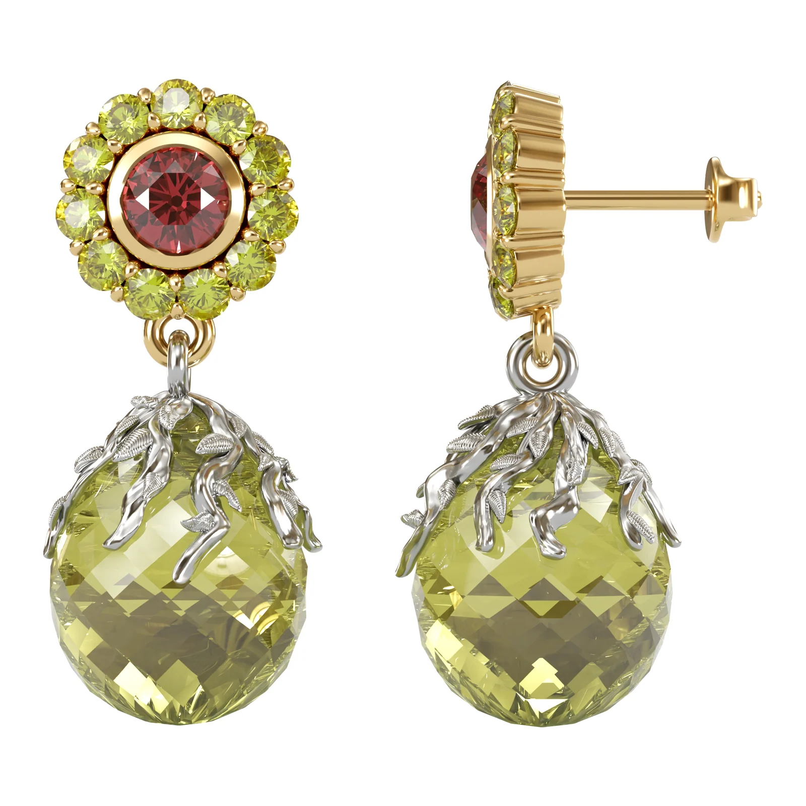 Lemon Quartz & Tourmaline — view 1