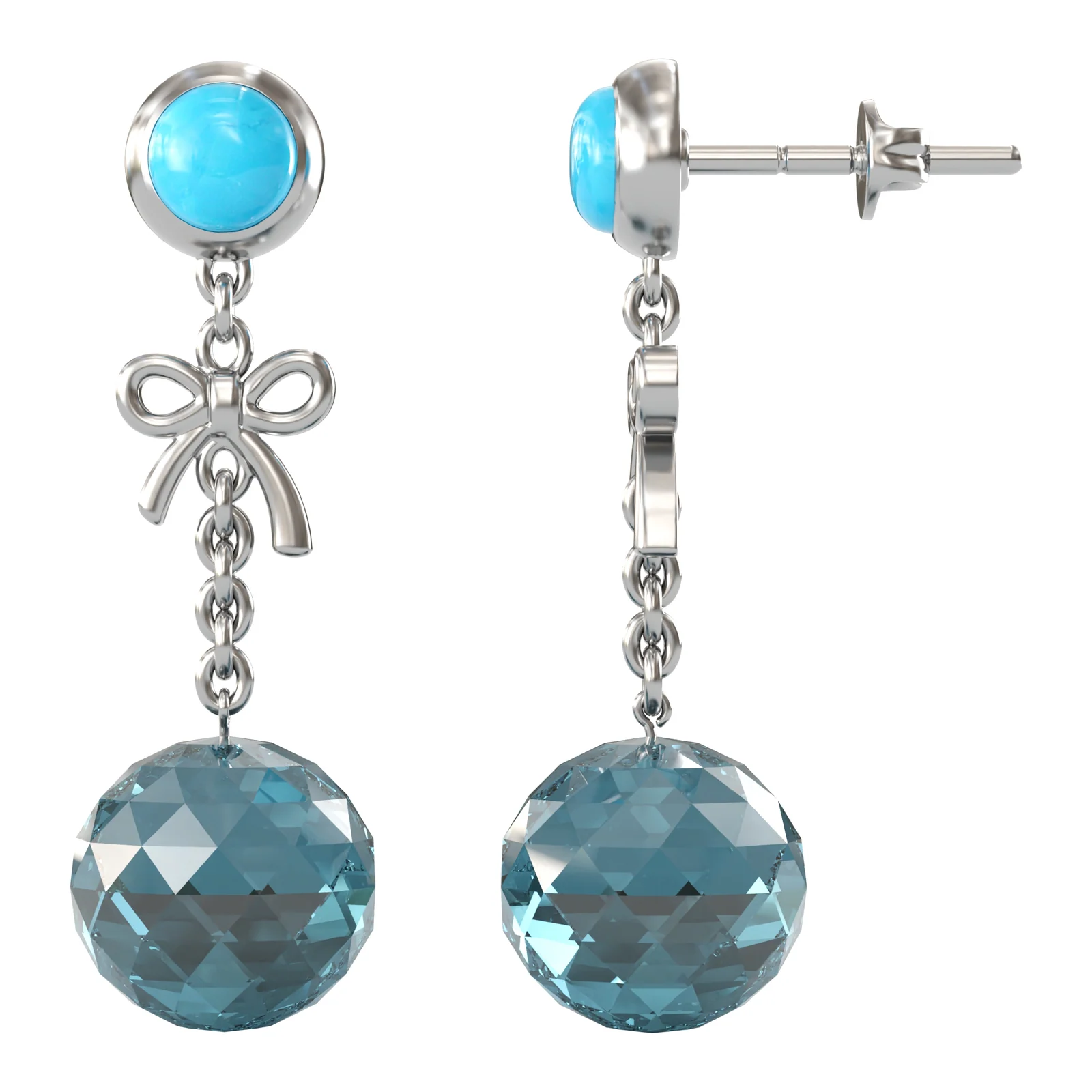 Turquoise Bow Drops — view 1