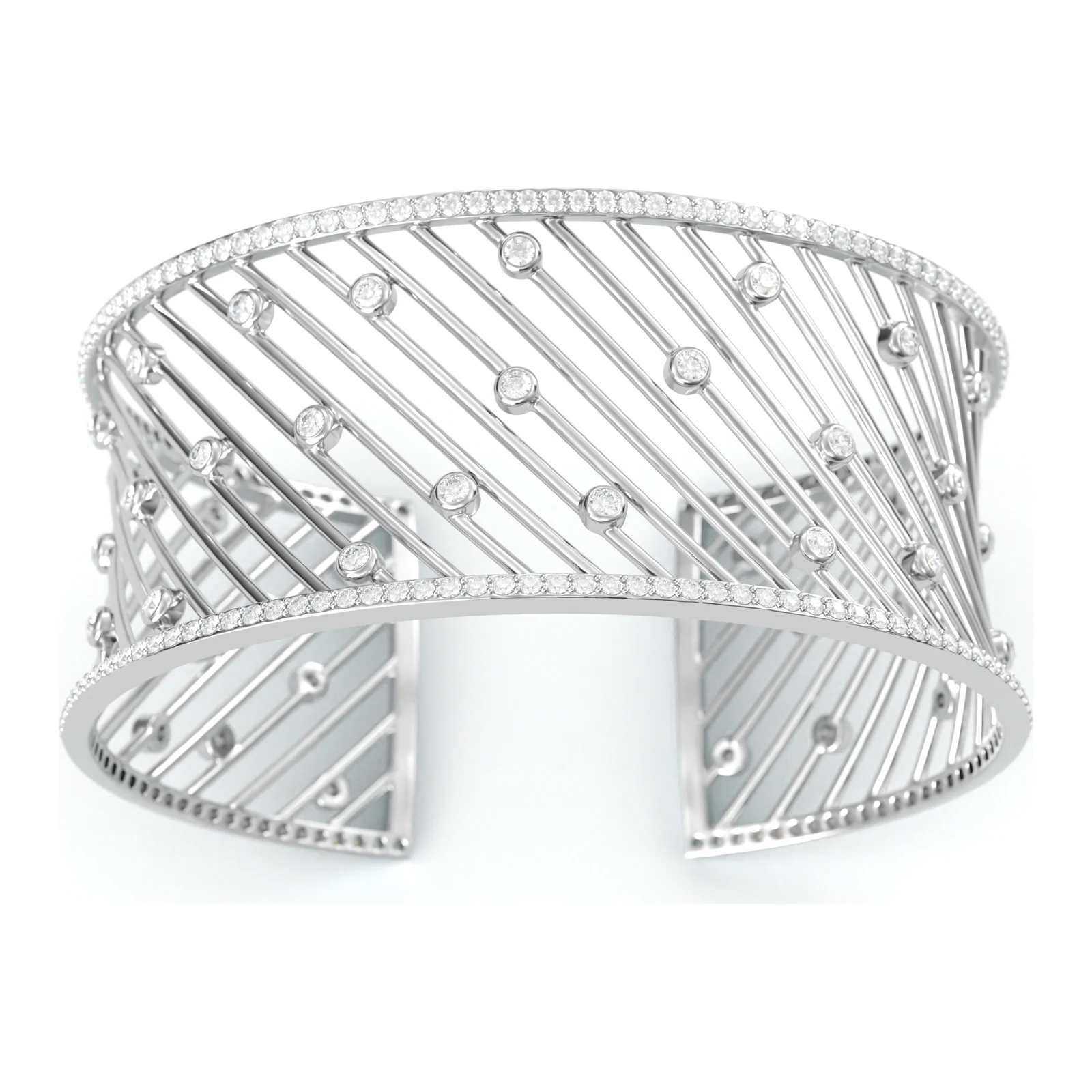 Lattice diamond cuff in white gold