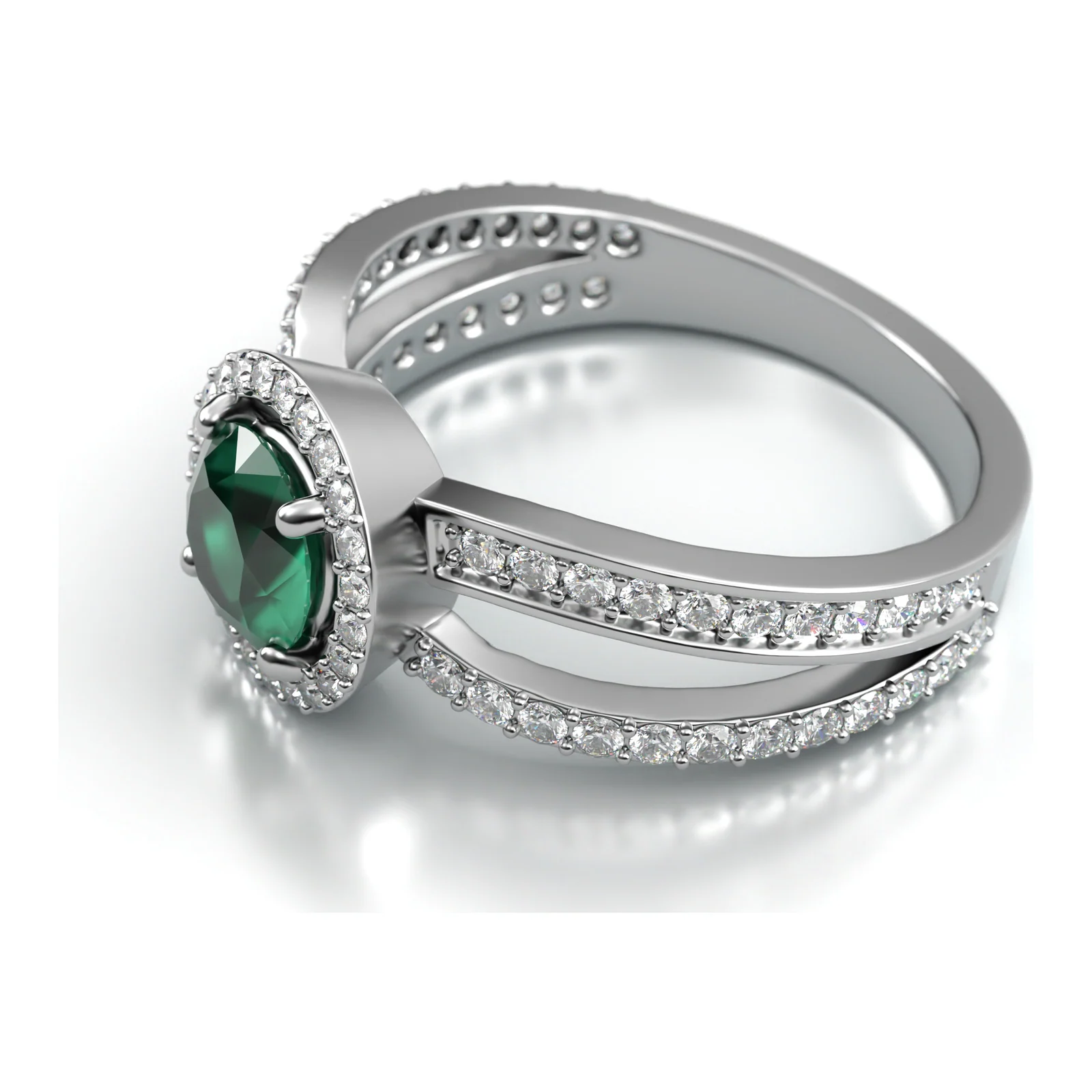 Emerald Halo Pavé — view 2