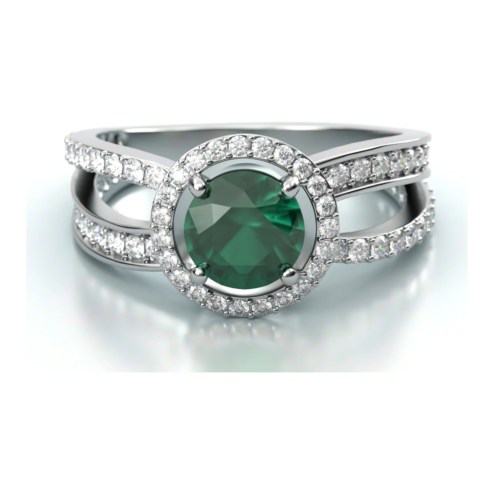 Emerald Halo Pavé — view 1